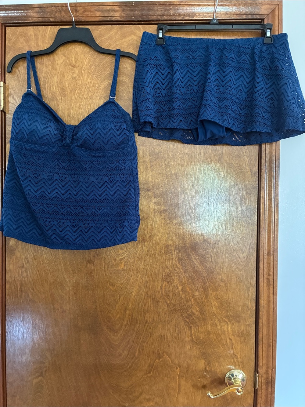 Catalina Navy Lace Camisole Swim Top & Skirt Size 16W/1X